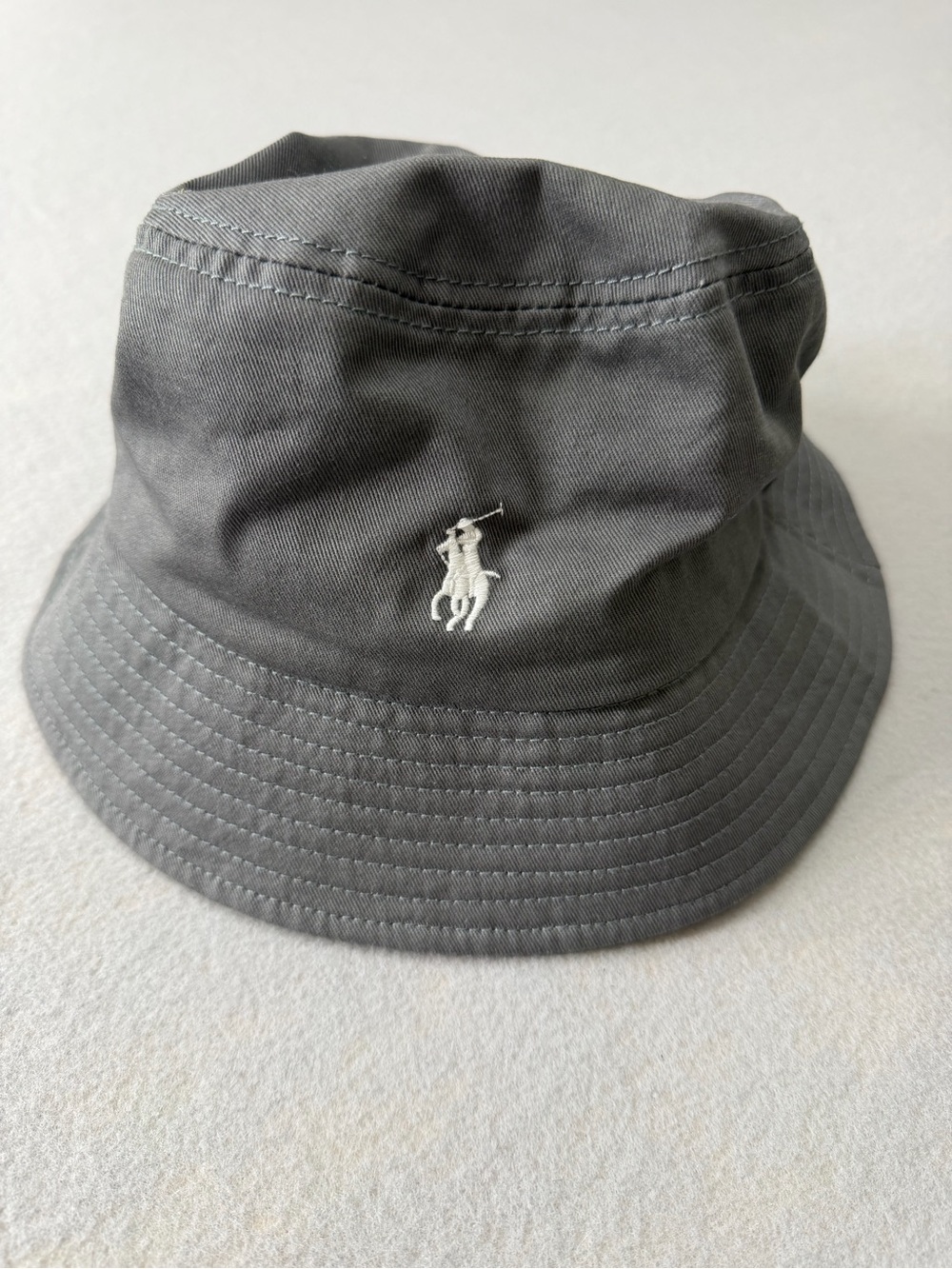 172/1144 Polo Ralph Lauren Gray Bucket Hat Pony Logo Cotton Y2K